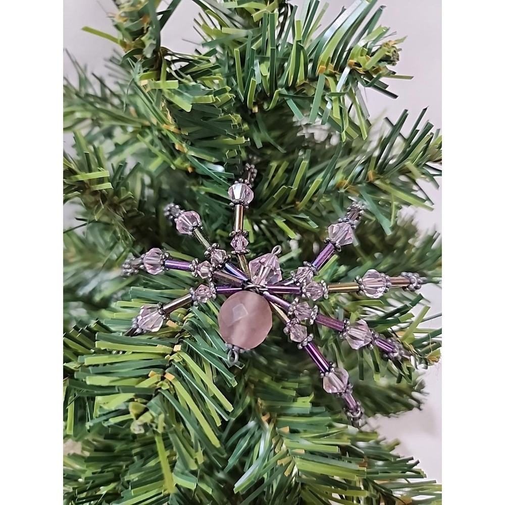 Christmas Spider Ornament  Hand Crafted One Of A Kind Pale Purple With Silver